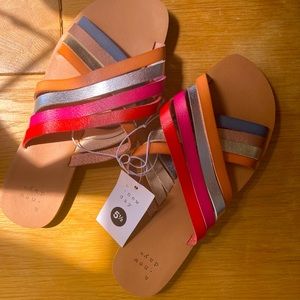 NWT A New Day (Target) Flat Espadrille Inspired Rainbow Metallic Sandals